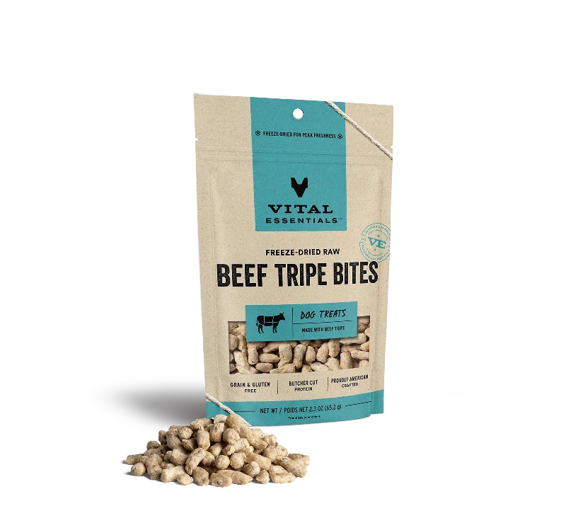 Vital Essentials Freeze-Dried Raw Beef Tripe Bites Dog Treats, 2.3oz