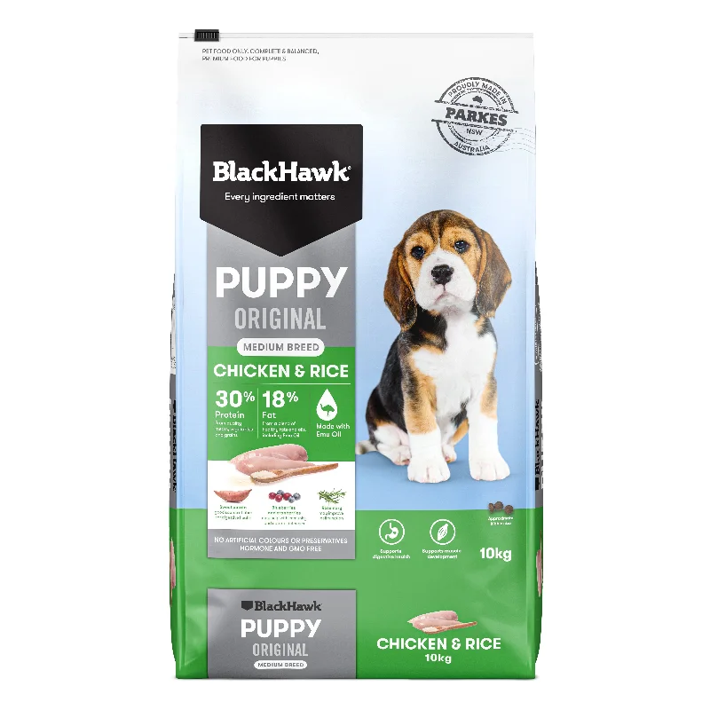 Black Hawk Chicken and Rice Medium Breed Puppy Dry Dog Food 10kg