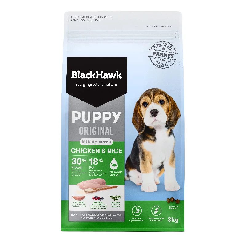 Black Hawk Chicken and Rice Medium Breed Puppy Dry Dog Food 3kg