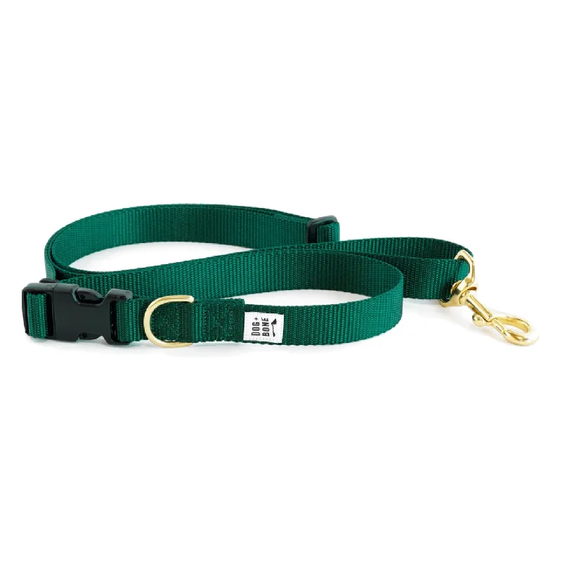 Dog+Bone Adjustable Leash 3-6ft, Hand Held/ Hands Free, Forest Green