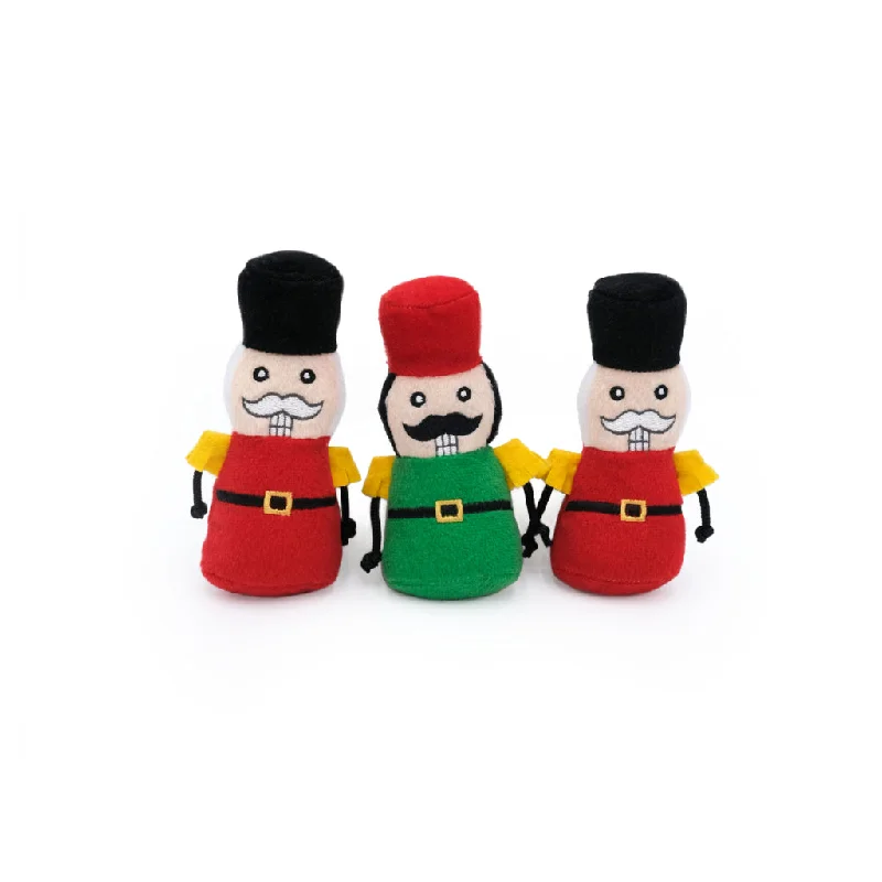 Zippy Paws Holiday 2024 Miniz Nutcrackers Plush Dog Toy, 3pk