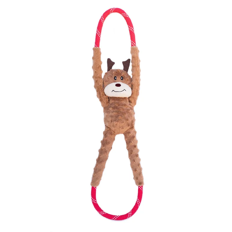 Zippy Paws Holiday 2024 RopeTugz Plush Dog Toy, Reindeer