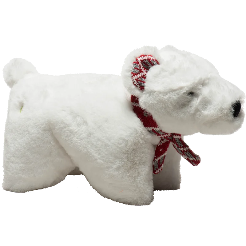 HuggleHounds Holiday 2024 Nordic Frost Squooshie Polar Bear Plush Dog Toy, Small