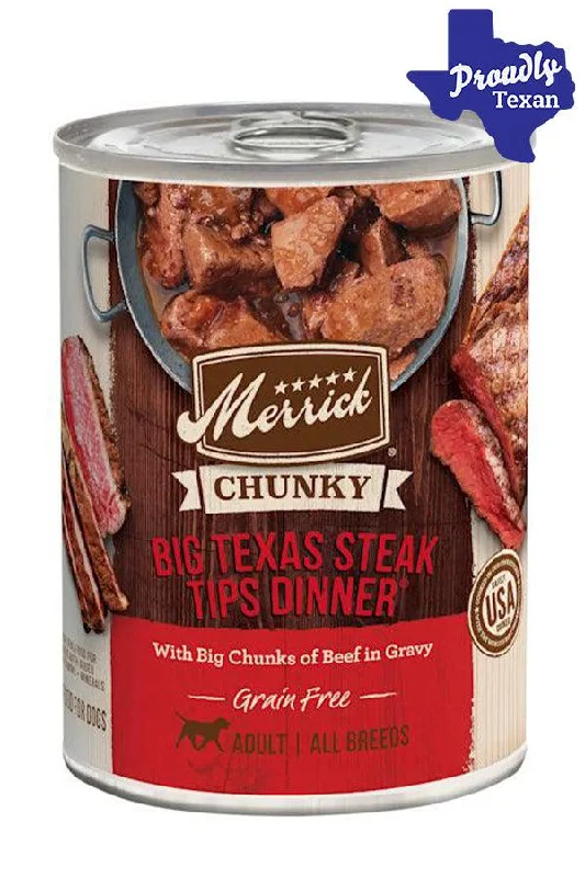 Merrick Chunky Big Texas Steak Tips Dinner Recipe Wet Dog Food