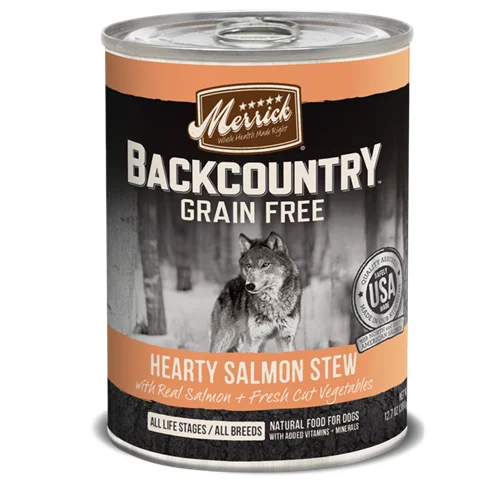 Merrick Grain Free Backcountry Hearty Salmon Stew Canned Dog Food