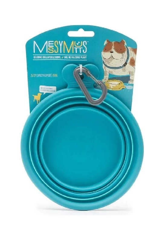 Messy Mutts Silicone Collapsible Blue Dog Bowl