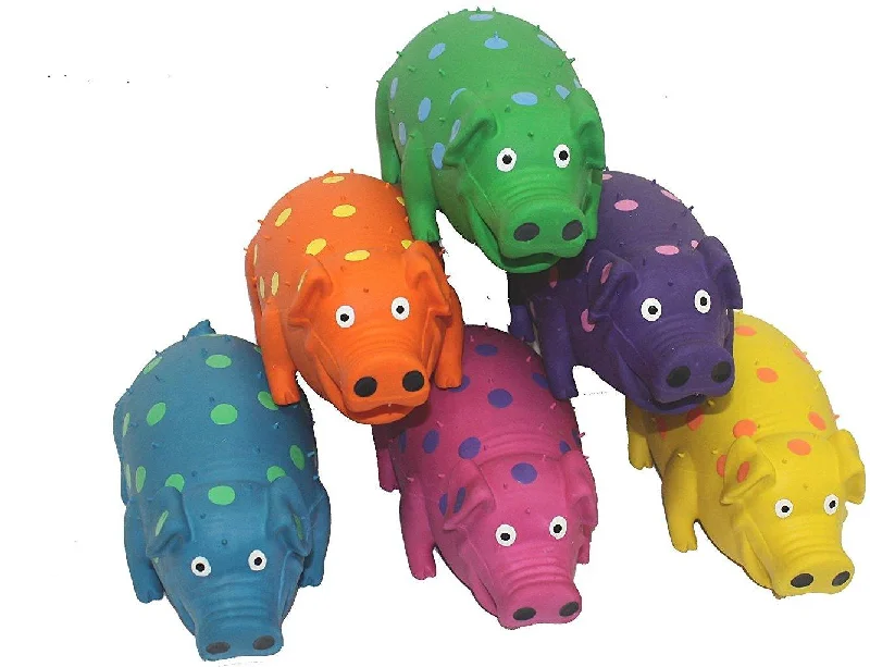 Multipet™ Globlet Polka Dot Latex Pig Dog Toy, Assorted Colors