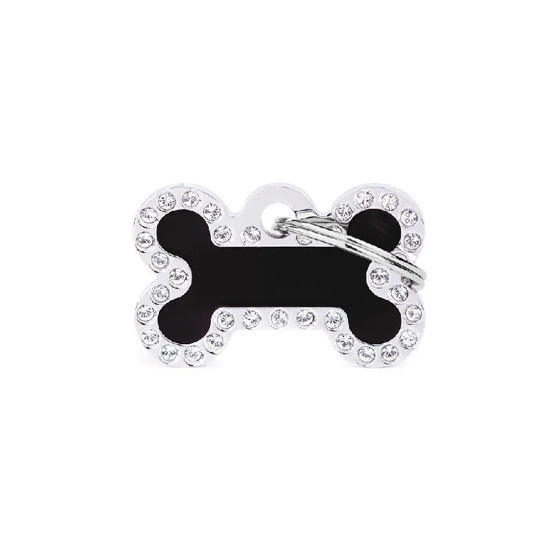 MyFamily Glam Small Black Bone Strass ID Tag