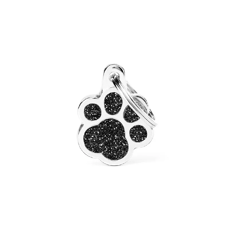 MyFamily Shine Paw Black Glitter ID Tag