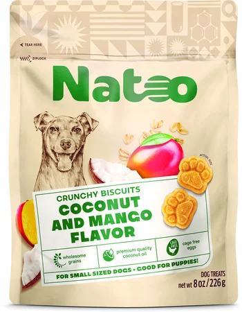 NATOO CRUNCHY BISCUITS COCONUT AND MANGO FLAVOR FOR SMALL SIZED DOGS 8oz