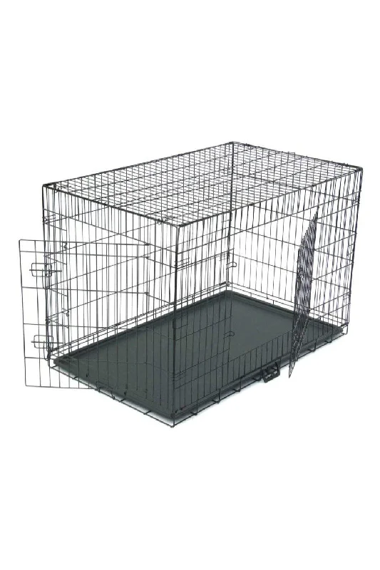 Petcrest Black Double Door Dog Crate