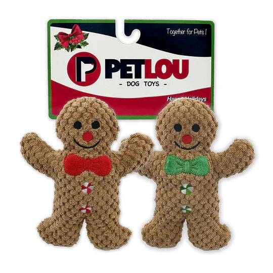 Petlou Holiday 2024 6" Gingerbread Man Twin Pack Plush Dog Toy