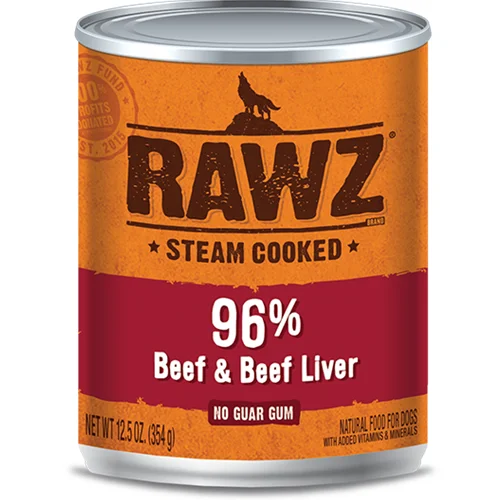 RAWZ 96% Beef and Beef Liver Canned Food for Dogs