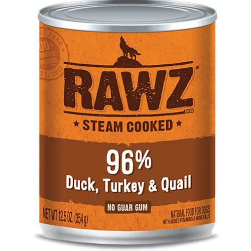 RAWZ 96% Duck, Turkey and Quail Canned Food for Dogs