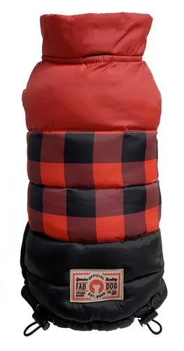 Red Buffalo Check Color Block Puffer Jacket