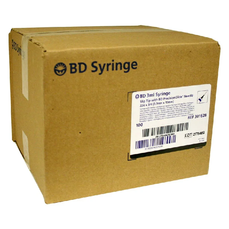 Rx BD Syringe w/Needle, 3cc LS with 22g x 3/4", 100 ct