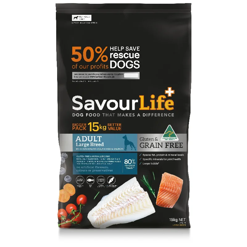 SavourLife Grain Free Dry Dog Food Ocean Fish and Salmon for Large Breeds 15kg