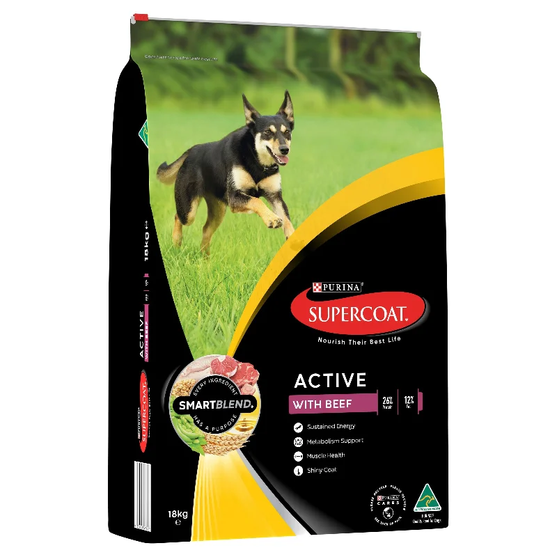 Supercoat Beef Active Adult Dry Dog Food 18kg