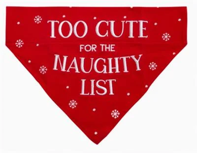 "Too Cute for the Naughty List" Dog Bandana