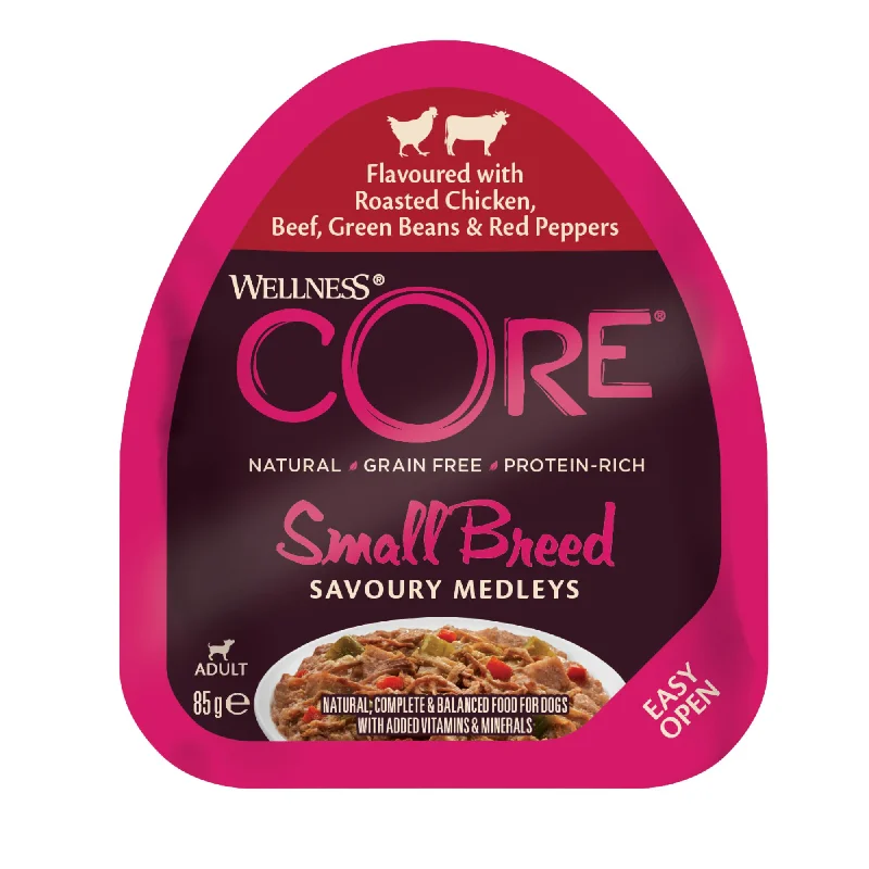 Wellness CORE Savoury Medleys Chicken, Beef, Green Beans and Red Peppers Wet Small Dog Food 85g