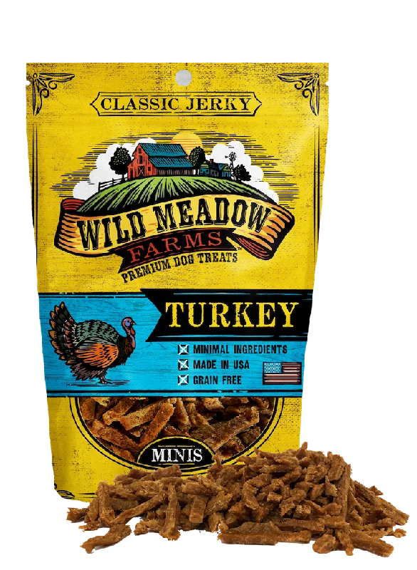 Wild Meadow Farms - Classic Turkey Minis - USA Made Soft Jerky Training Treats for Dogs- 4oz