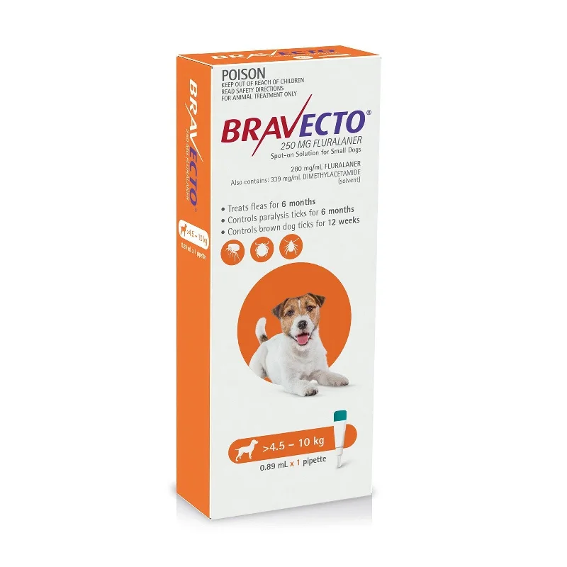 Bravecto Spot-On 6 Montlhy Flea Treatment for Dogs 4.5-10kg Orange