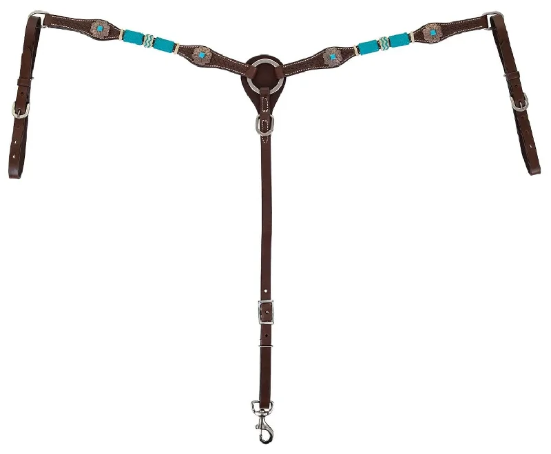 Circle Y Turquoise Round Up Breast Collar, Full