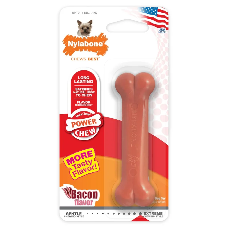 Dog Chewing Toy - POWER CHEW - Durable Bone (Bacon Flavor)