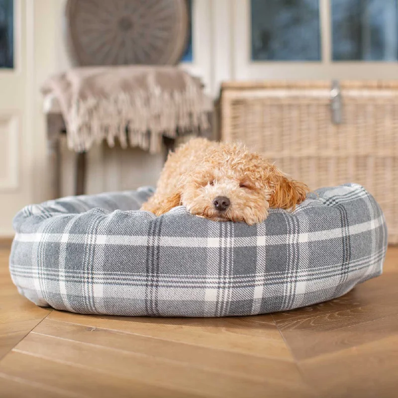 Donut Bed With Removable Covers in Balmoral Dove Grey Tweed by Lords & Labradors