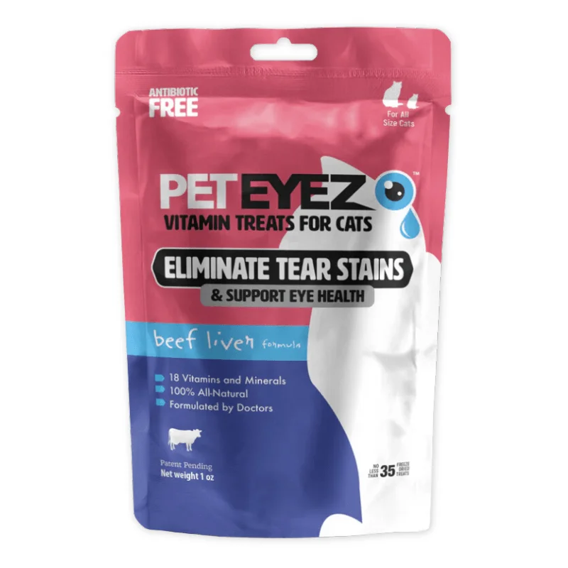 Vitamin Cat Treat - Eliminate Tear Stains & Support Eye Health - Beef Liver Flavor - 1 oz