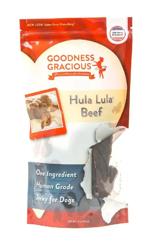 Goodness Gracious Hula Lula Human Grade Beef Jerky Dog Treats, 4 oz bag