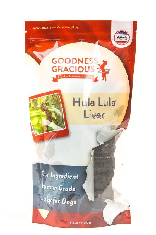 Goodness Gracious Hula Lula Human Grade Beef Liver Jerky Dog Treats, 5 oz bag