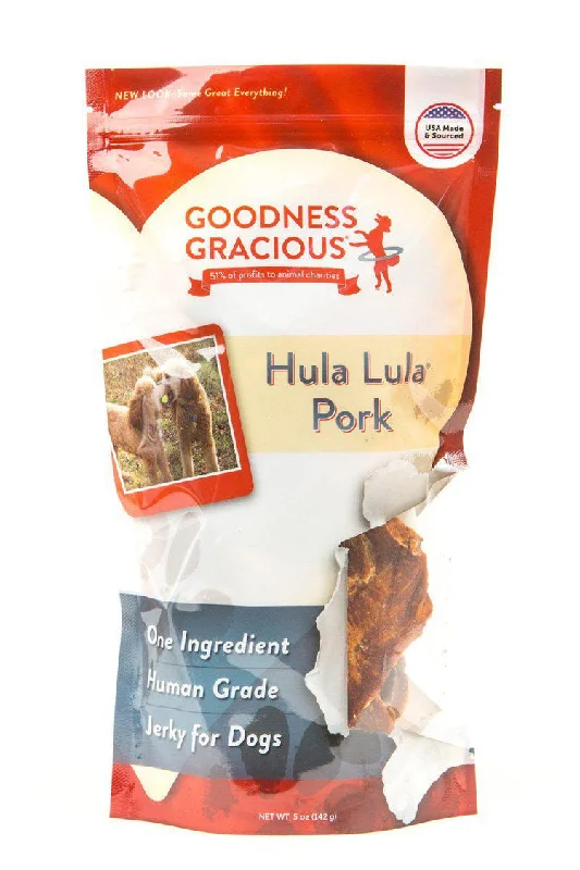 Goodness Gracious Hula Lula Human Grade Pork Jerky Dog Treats, 5 oz bag