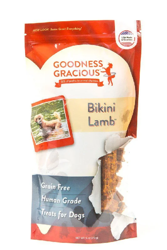 Goodness Gracious Human Grade Bikini Lamb & Sweet Potato Jerky Dog Treats, 6 oz bag