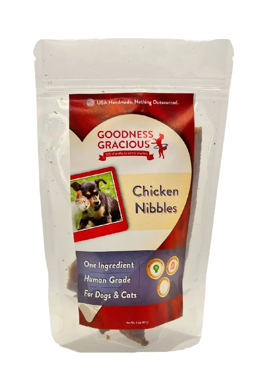 Goodness Gracious Human Grade Chicken Nibbles Jerky Dog Treats, 3 oz bag