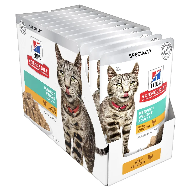 Hills Science Diet Adult Perfect Weight Chicken Cat Food Pouches 85g x 12