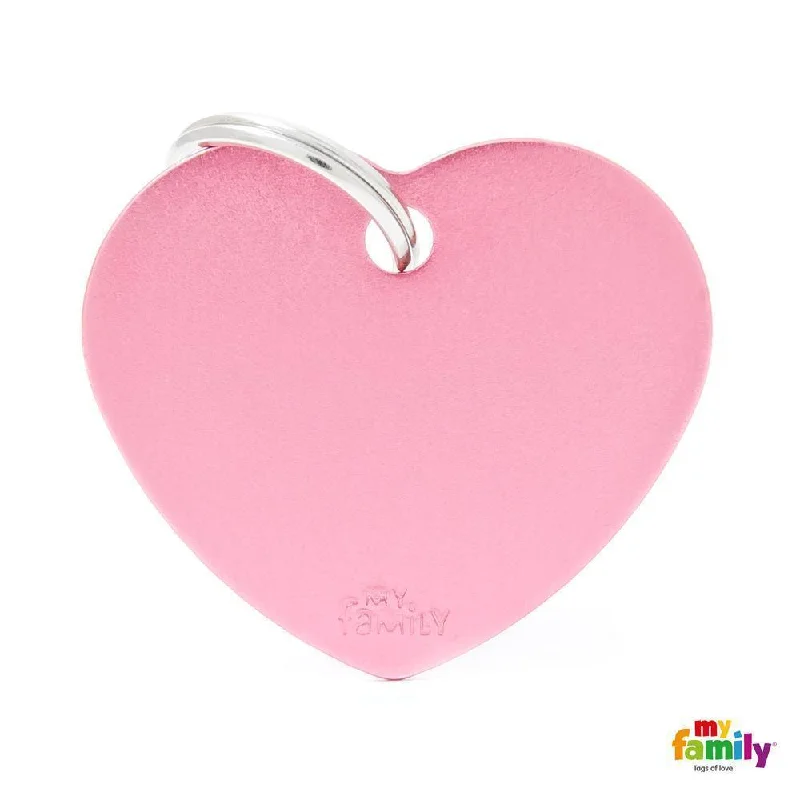 My Family Basic Heart Large Pink Dog Tag with Free Engraving