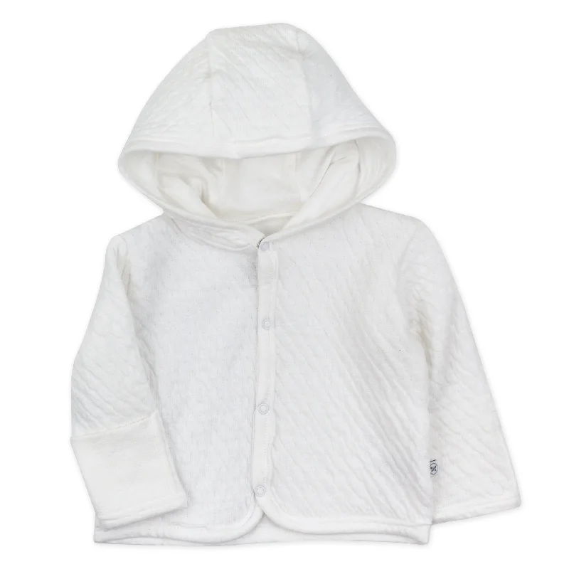 Organic Cotton Matelassé Snap-Front Hooded Jacket