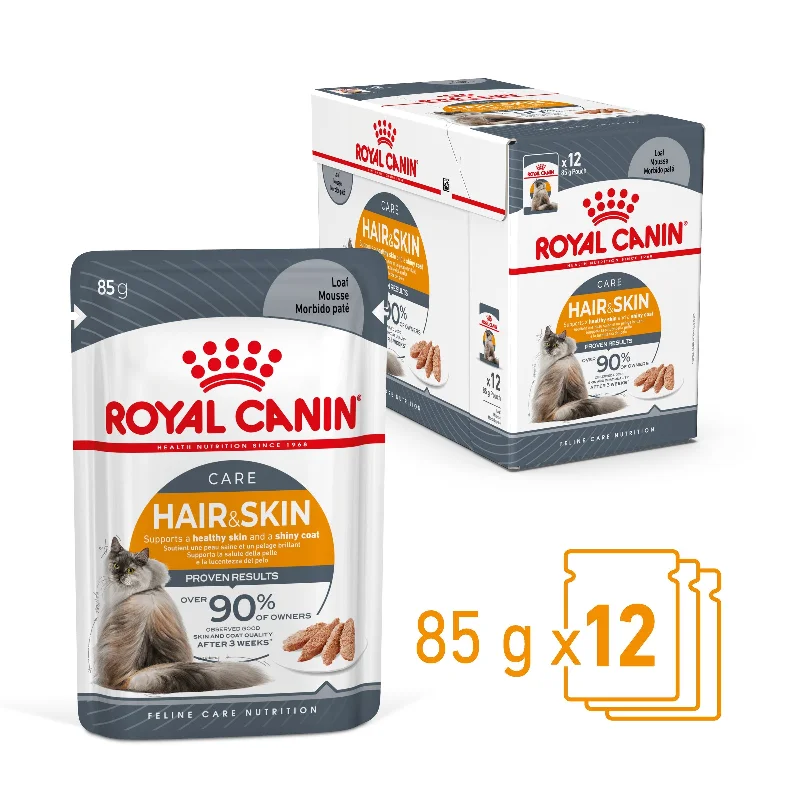 Royal Canin Hair and Skin Care Loaf Wet Food Pouch 85g x12