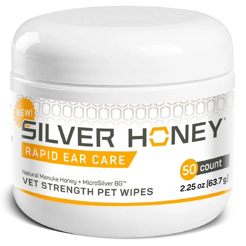 Silver Honey Rapid Ear Care Vet Strength Pet Wipes, 50 ct Jar