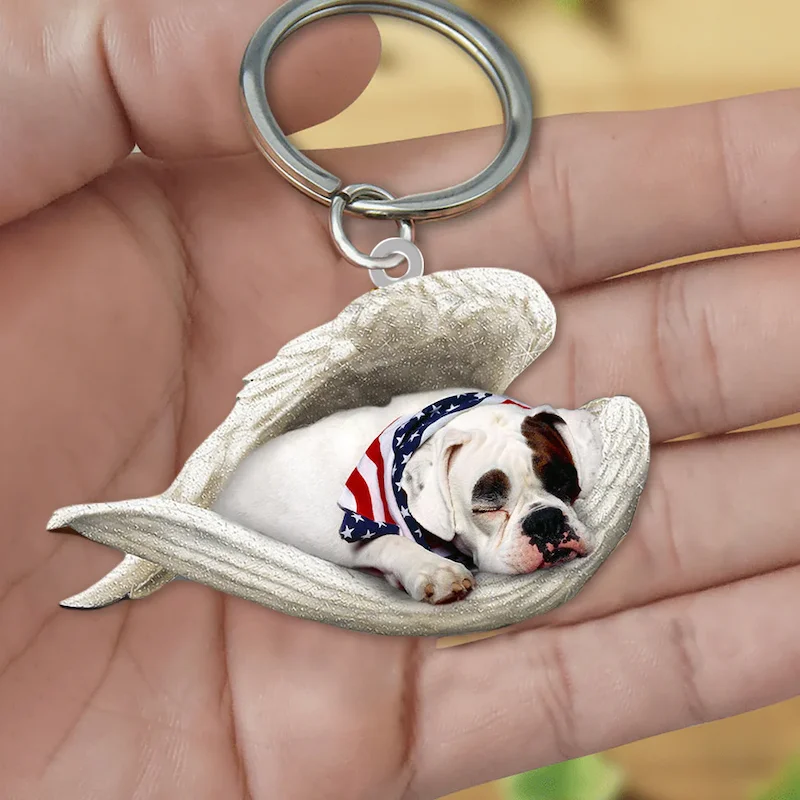 Sleeping Angel Acrylic Keychain America Bulldog SA156