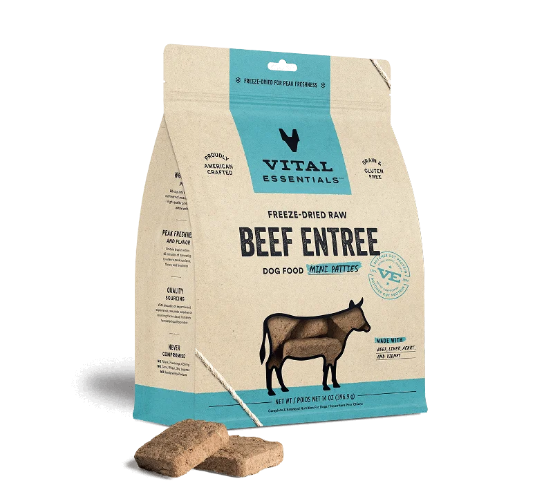 Vital Essentials Beef Entree Mini Patties Freeze-Dried Raw Dog Food