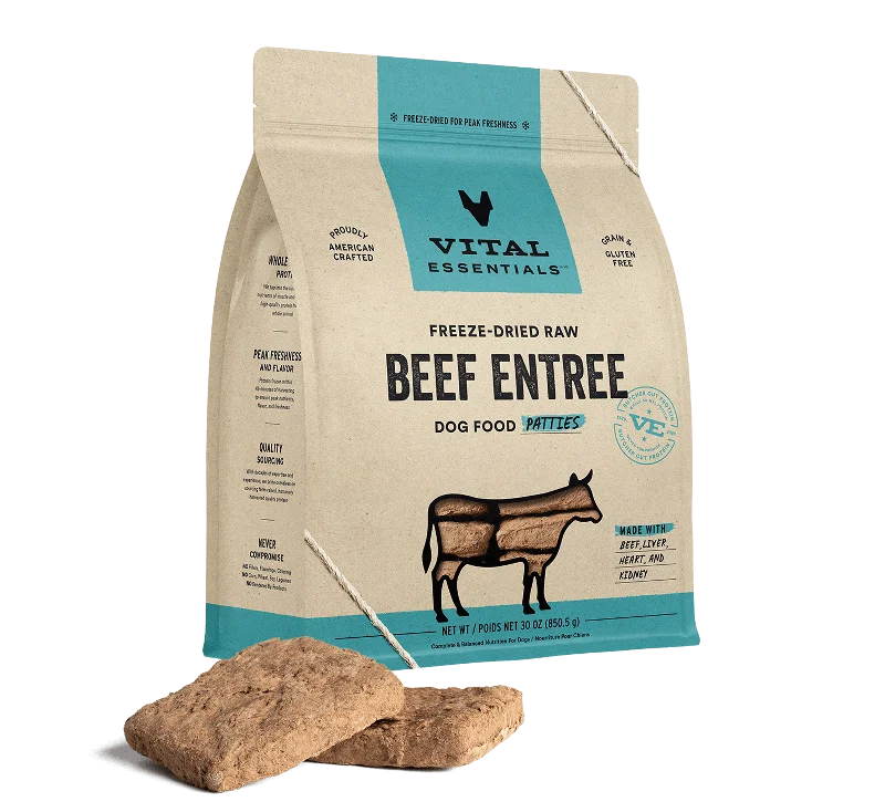 Vital Essentials Beef Entree Patties Freeze-Dried Raw Dog Food