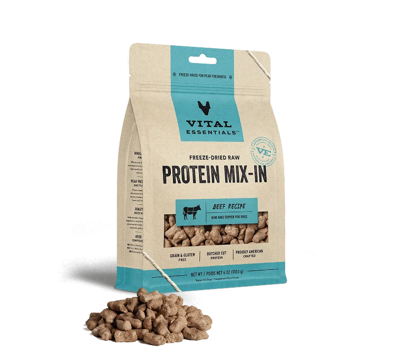 Vital Essentials Beef Recipe Freeze-Dried Raw Protein Mix-In Mini Nibs Topper For Dogs