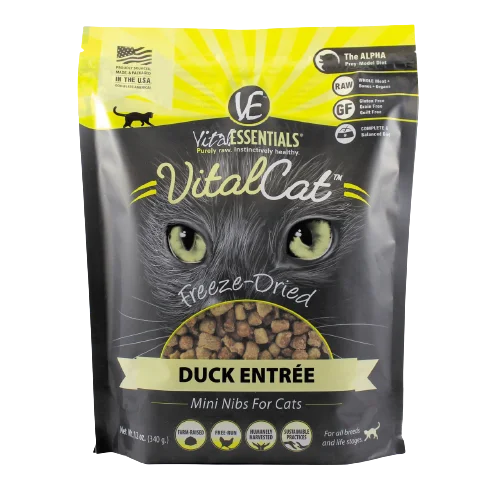 Vital Essentials Duck Mini Nibs Freeze-Dried Grain Free Cat Food