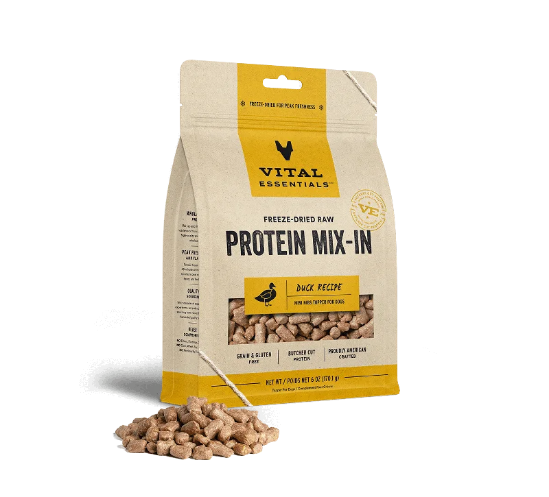 Vital Essentials Duck Recipe Freeze-Dried Raw Protein Mix-In Mini Nibs Topper For Dogs